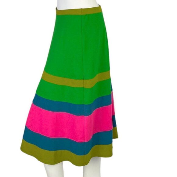 Tracy Reese x Anthropologie Catania Colorblock Skirt Green, Pimk & Blue Size 8 - Picture 1 of 8